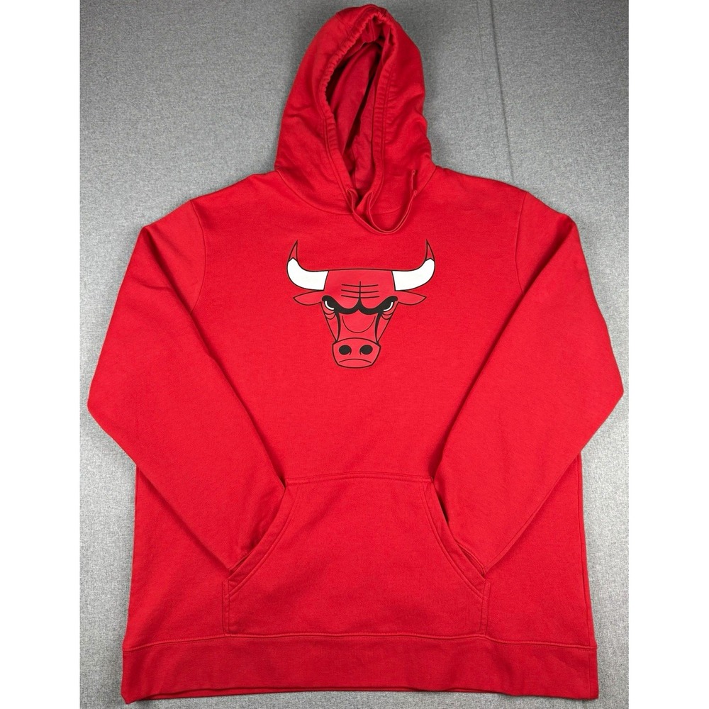 Chicago Bulls Fanatics Mens 2XL Red Pullover Hoodie NBA Logo Sweatshirt